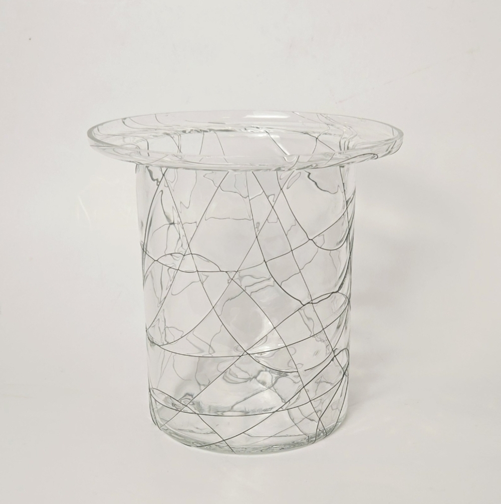 Vintage PartyLite Calypso Glass Candle Holder with Black Web Design
